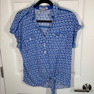 Tommy Bahama tie front casual top with collar size medium